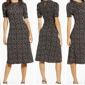 Ditsy Floral Black Midi Dress